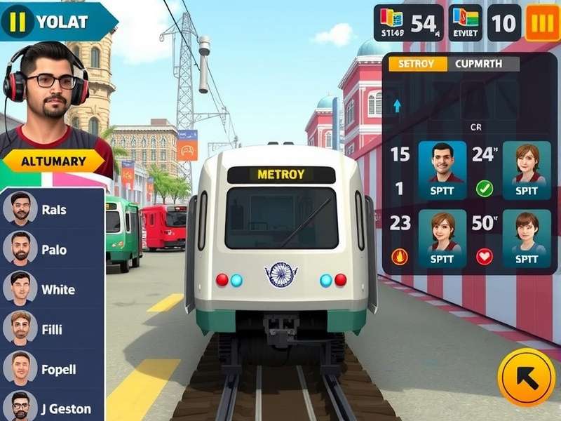 City Metro Rush gameplay screenshot showing metro train in Indian city